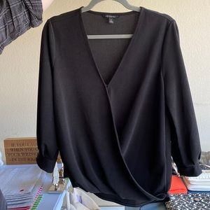 Black Faux Wrap Top